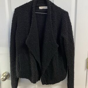 Ann Taylor LOFT Black (S‎ Petite) Italian Yarn Wool Open Front Cardigan-soft